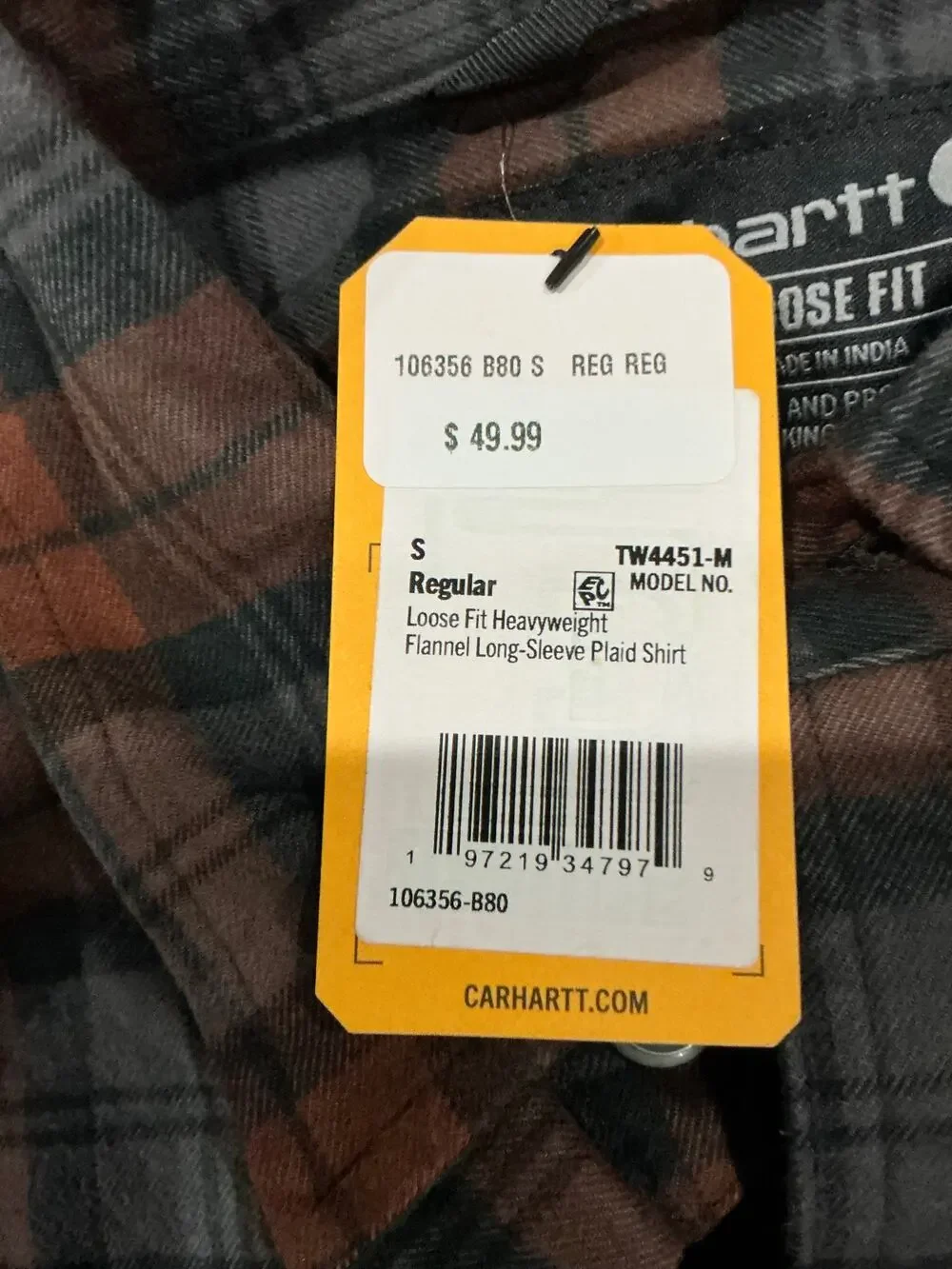 Carhartt Loose Fit Heavyweight Flannel Long-Sleeve Plaid Shirt NWT Size Small